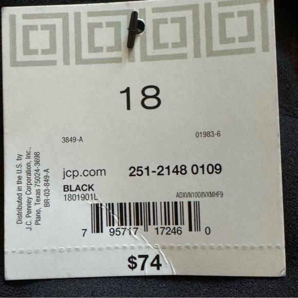 NWT Liz Claiborne black short sleeve a-line midi dress size 18
 b32 - Picture 4 of 5